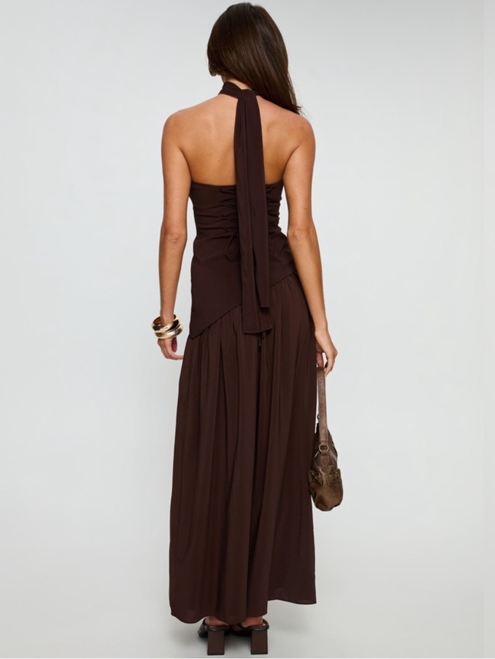 Princess Polly Odela Strapless Drop Waist Maxi Dress in Chocolate - Picture 8 of 9